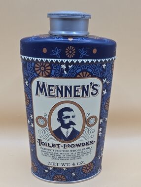 Vintage 1978 Mennens Toilet Powder 4oz Keepsake Tin -some used